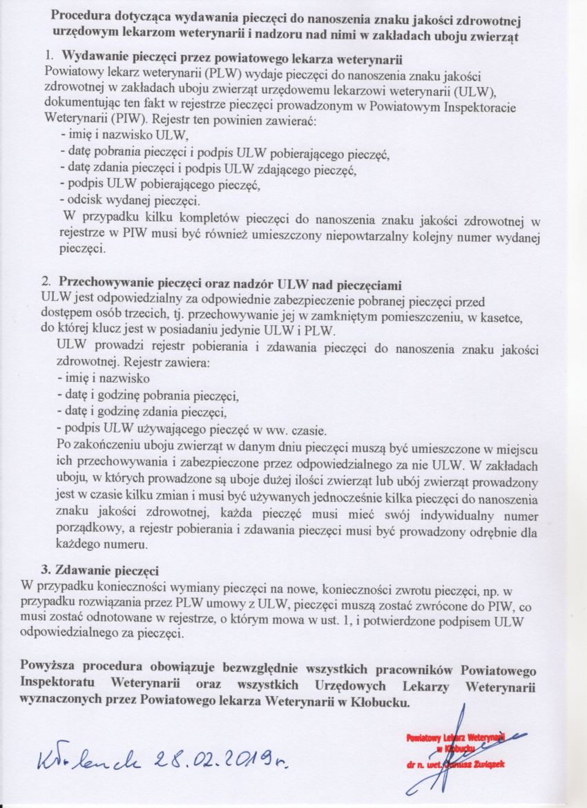 Procedura Pieczęcie